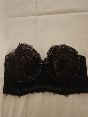 Victoria's Secret Black Lace Longline Bustier Bra